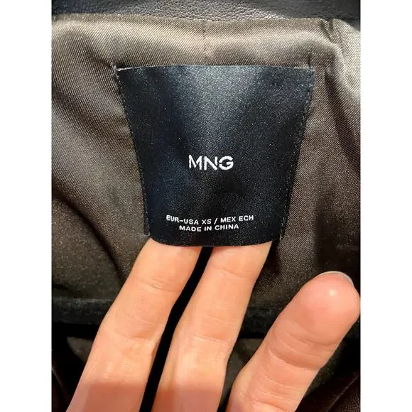 Mango Faux Leather Jacket Trench with Maxi Lapels size XS - Picture 5 of 7